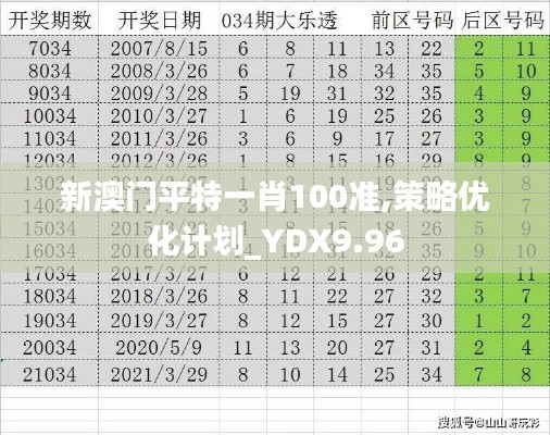 新澳门平特一肖100准,策略优化计划_YDX9.96