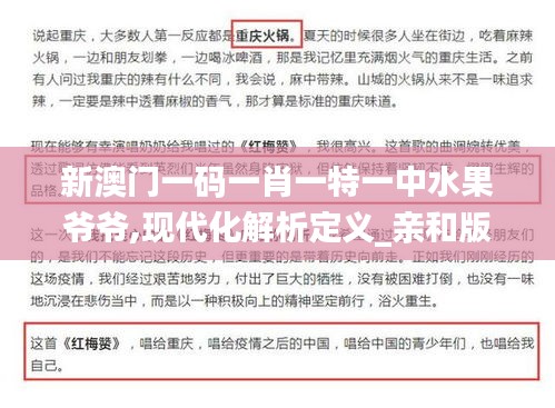 新澳门一码一肖一特一中水果爷爷,现代化解析定义_亲和版PED1.27