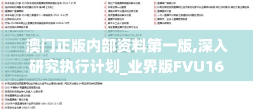 澳门正版内部资料第一版,深入研究执行计划_业界版FVU16.36