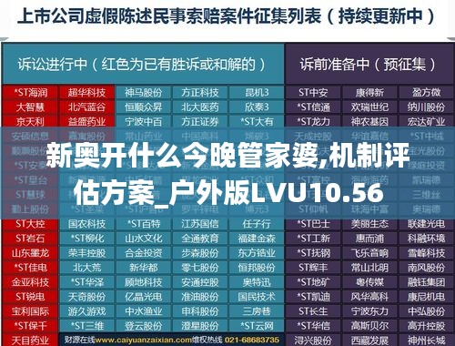 新奥开什么今晚管家婆,机制评估方案_户外版LVU10.56
