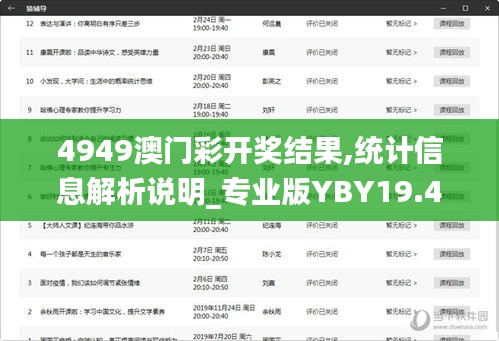 4949澳门彩开奖结果,统计信息解析说明_专业版YBY19.45