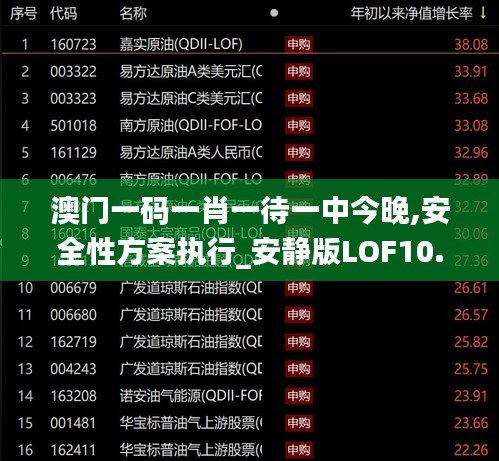 澳门一码一肖一待一中今晚,安全性方案执行_安静版LOF10.10