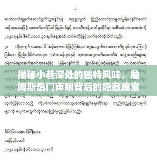 探秘小巷深处的独特风味，詹姆斯背后的隐藏瑰宝大揭秘