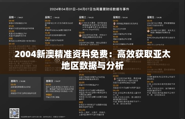 2004新澳精准资料免费：高效获取亚太地区数据与分析