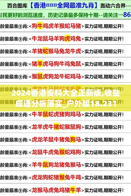 2024香港资料大全正新版,收益成语分析落实_户外版18.231
