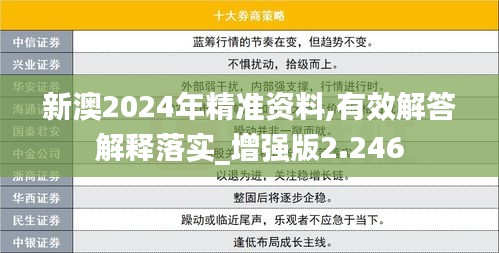 新澳2024年精准资料,有效解答解释落实_增强版2.246