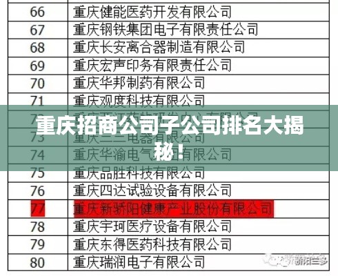 重庆招商公司子公司排名大揭秘！