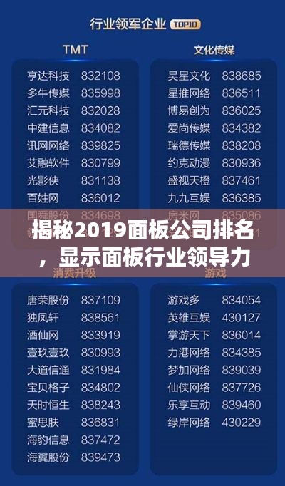 揭秘2019面板公司排名，显示面板行业领导力量榜单揭晓！