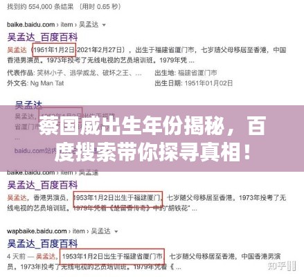 蔡国威出生年份揭秘，百度搜索带你探寻真相！